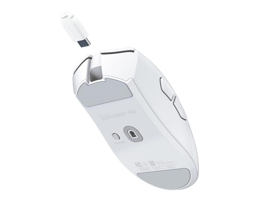 Razer DEATHADDER V4 PRO WHITE - 56g Wireless Gaming Mouse - Ergonomic - 120 Hours Battery - 45K DPI