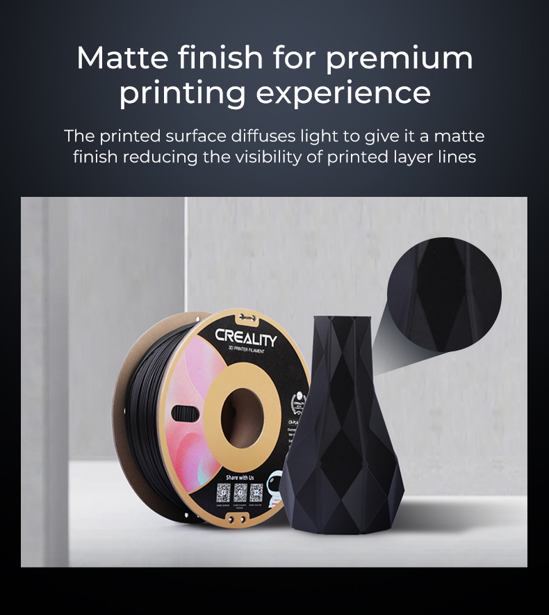 CREALITY CR-PLA Matte Grey, 3D Printer Filament 1 kg Spool,1.75mm (3301010299 gray)