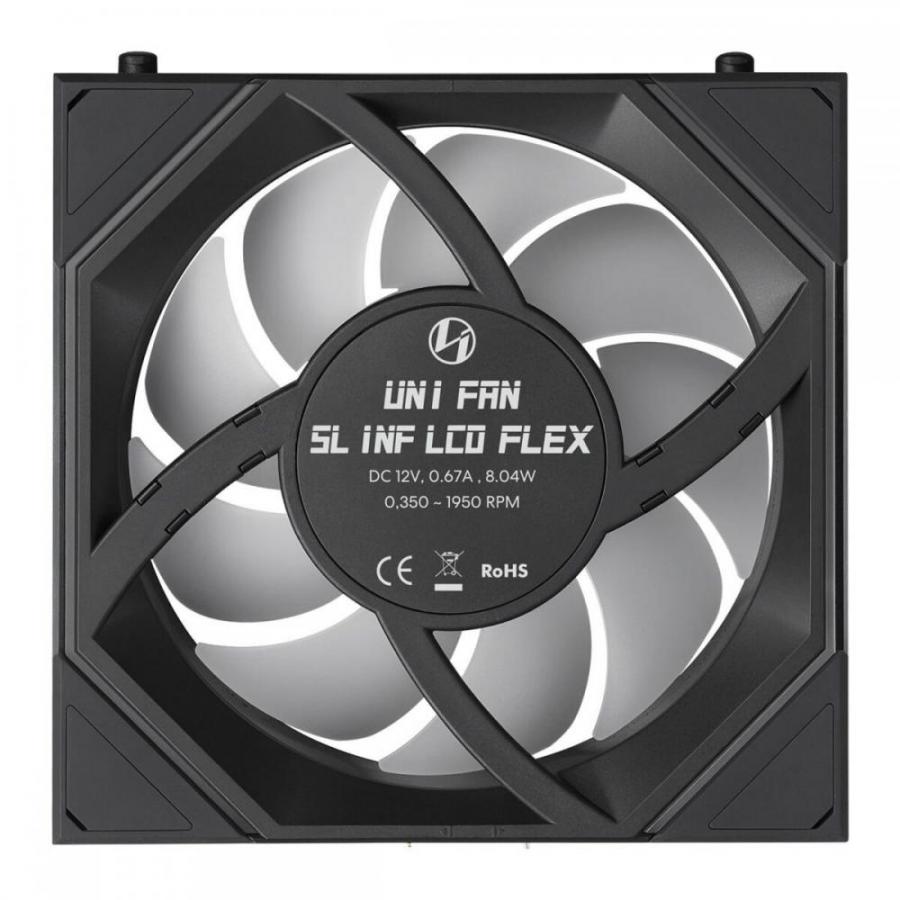 LIAN LI UNI FAN SL INF LCD FLEX - Black - Wireless 120 (3pcs & controller) Case Fan