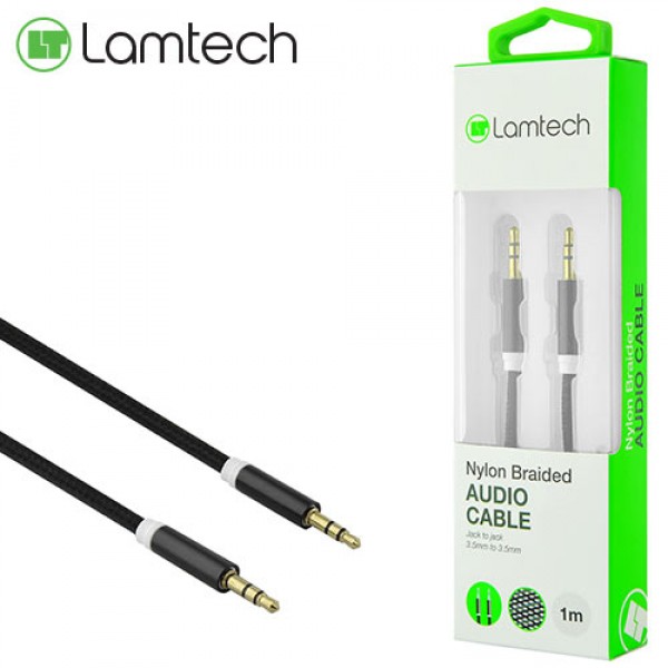 Lamtech Audiocable Braided 1m 3.5mm to 3.5mm Black LAM445080
