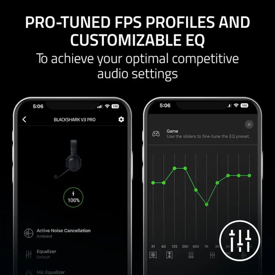 Razer BLACKSHARK V3 PRO PLAYSTATION Black - ANC Wireless Gaming Headset - 48h Bat. -  2.4GHz/BT/USB