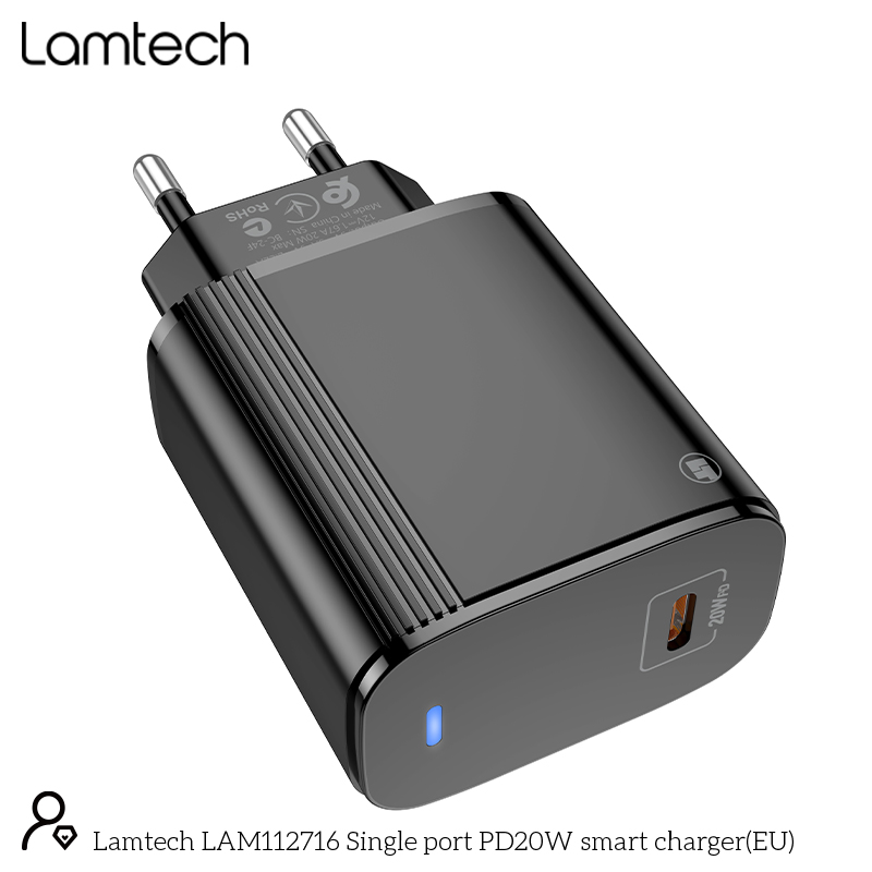 LAMTECH FAST CHARGER TYPE-C PD20W BLACK