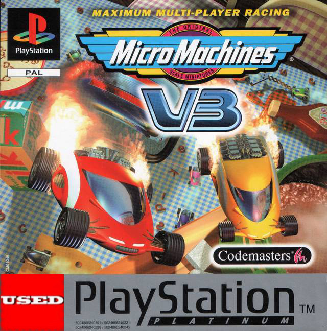 Micro Machines V3 PSX USED (Damaged Case) (Platinum Manual)  (English Game / Dutch Cover)
