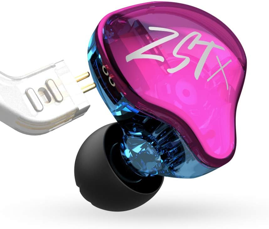 KZ ZST X Purple With Mic - IEM 3,5 In Ear Monitor Earphones, Dynamic Hybrid Dual Driver 1BA+1DD,  2x