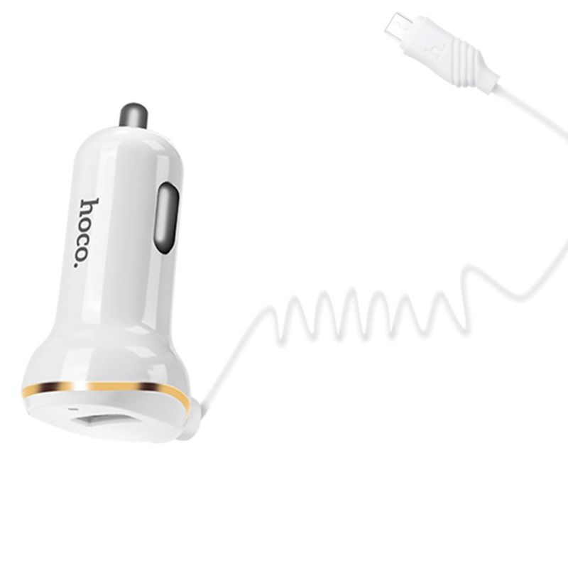 Hoco Z14 Single Port With Micro Usb Cable Car Charger Λευκό
