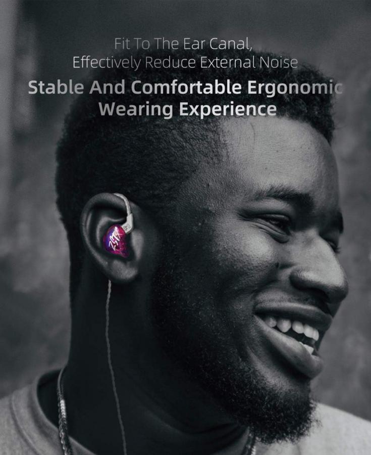 KZ ZST X Black With Mic - IEM 3,5 In Ear Monitor Earphones, Dynamic Hybrid Dual Driver 1BA+1DD,  2x
