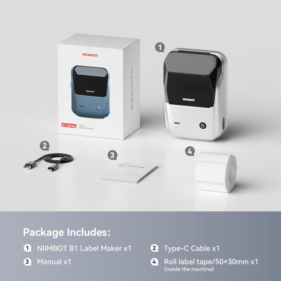 NIIMBOT THERMAL LABEL PRINTER B1 2-INCH SILVER