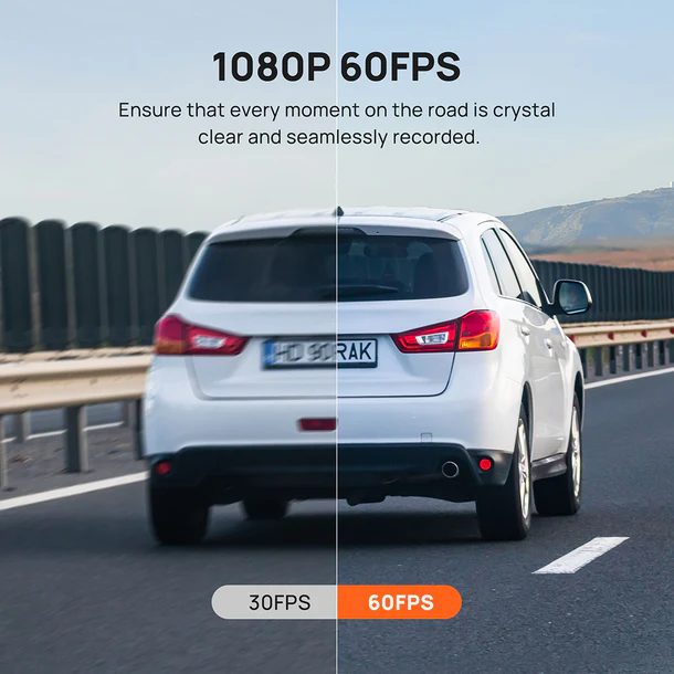 70mai A200-1 Front & Rear Dash Cam w. Screen, Set with RC11 Rearview Camera, 1080P 60FPS 130FOV 500m
