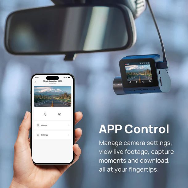 70mai A200-1 Front & Rear Dash Cam w. Screen, Set with RC11 Rearview Camera, 1080P 60FPS 130FOV 500m
