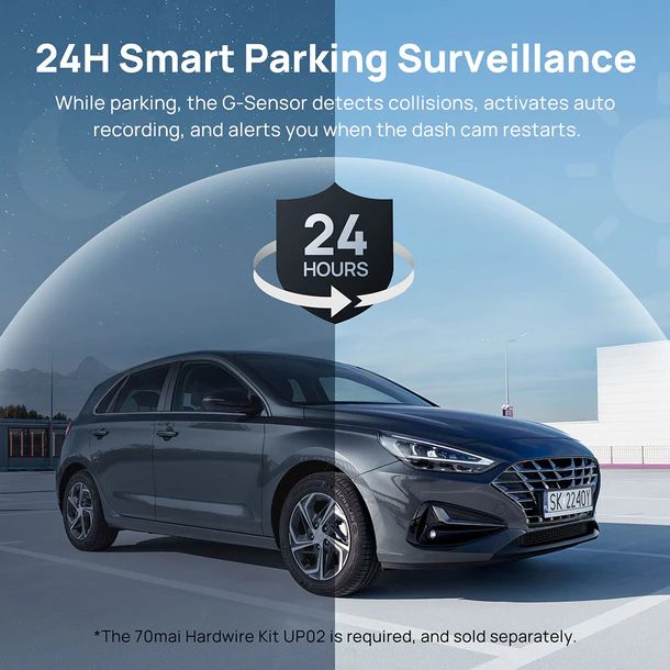 70mai A200-1 Front & Rear Dash Cam w. Screen, Set with RC11 Rearview Camera, 1080P 60FPS 130FOV 500m