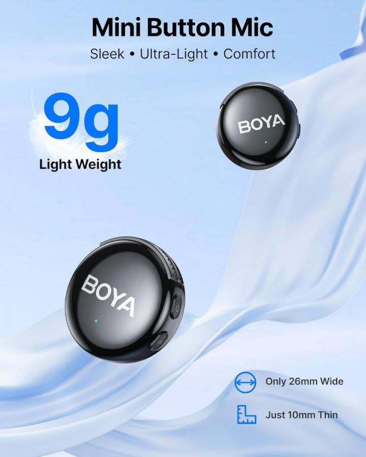 BOYALINK 3 - Type-C & 3,5mm AI-Powered Button Wireless Microphone 2 TX + 1 RX no Case