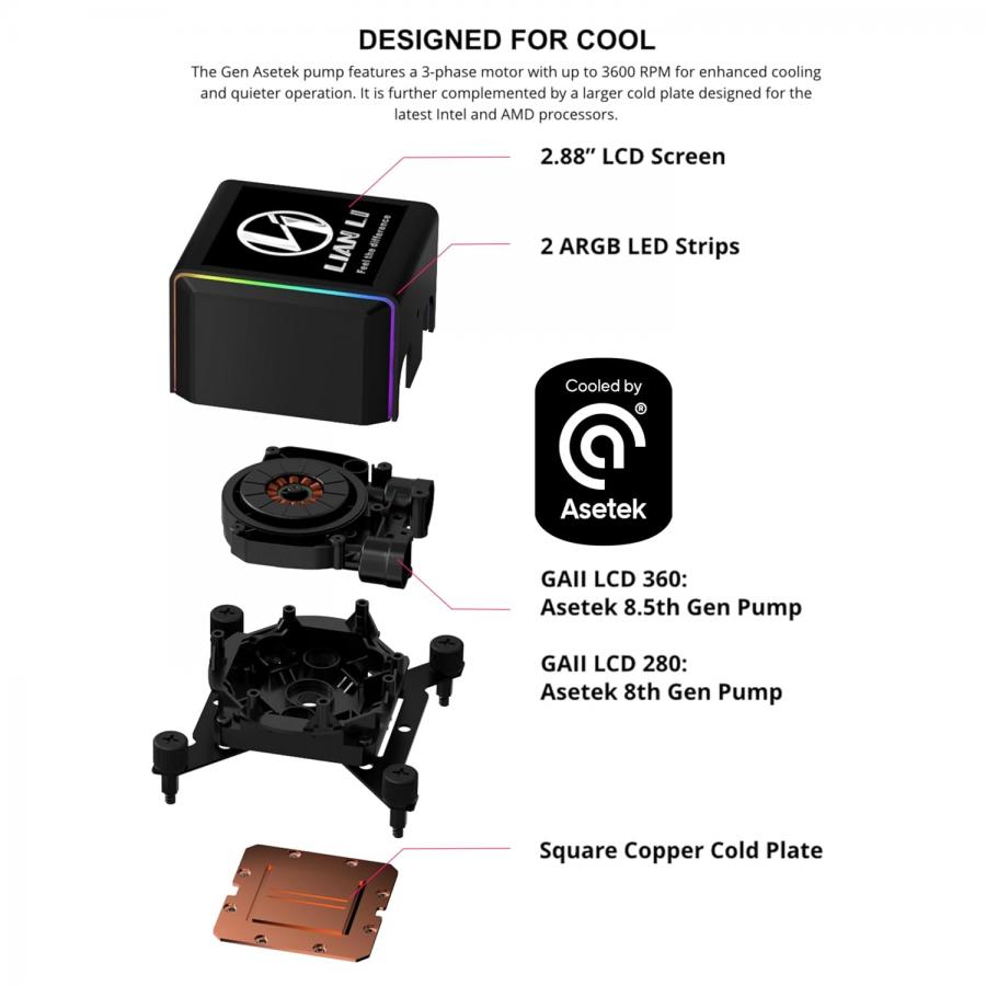 Lian Li Galahad II LCD 280 TL Wireless Black - AIO Water Cooler - AM5/AM4 - LGA 1851/1700/1200/115x