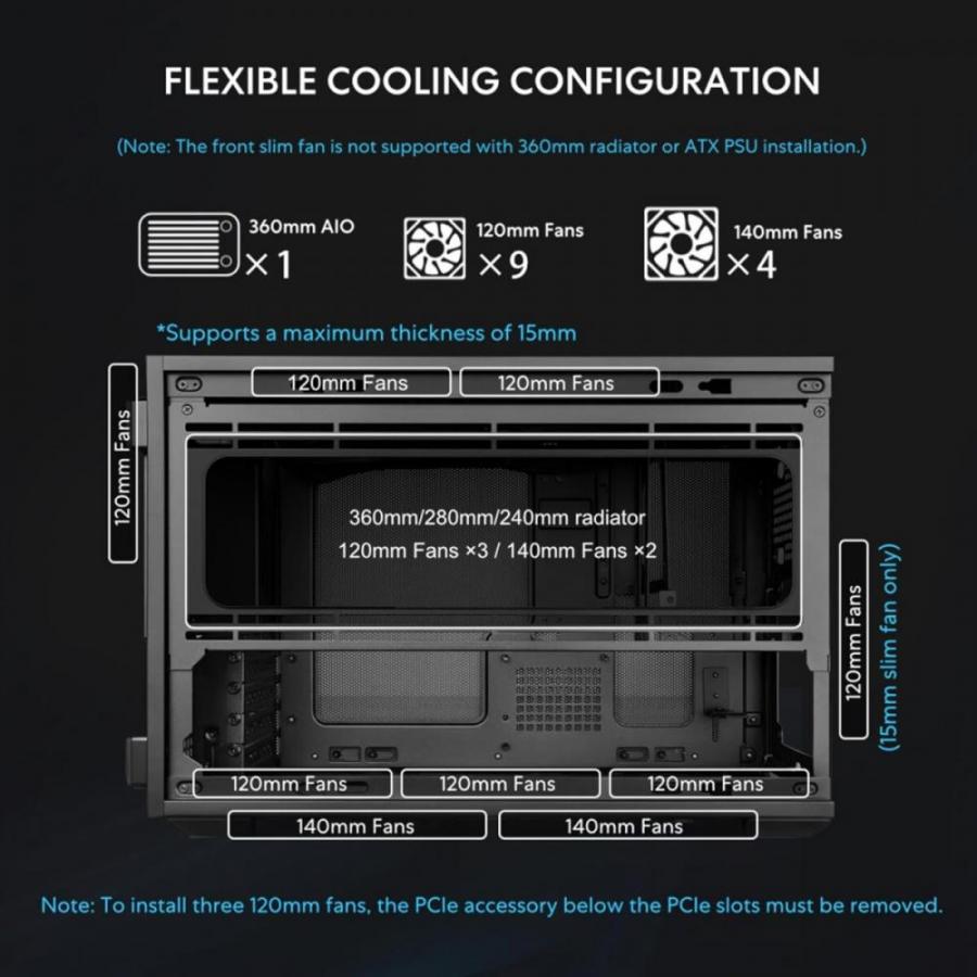 Lian Li Dan-B4 Black - mATX Mesh - PC Gaming Case - 2x 120mm Fans Included - GPU Support 358.9mm