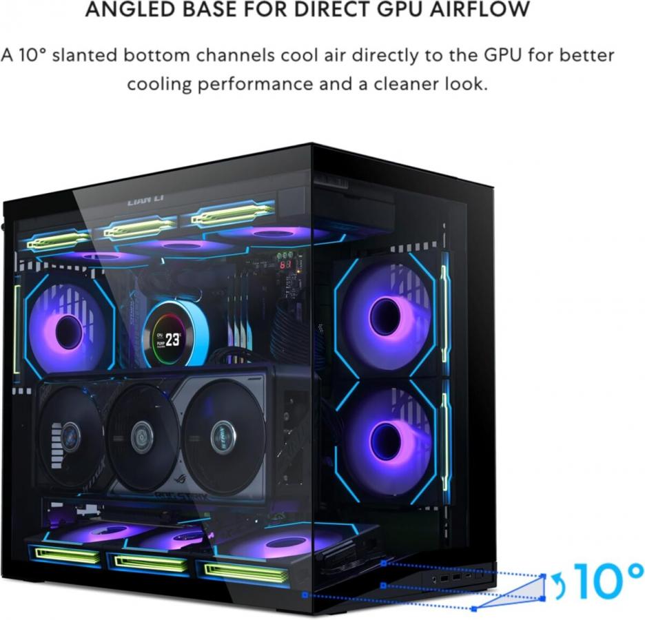 Lian Li O11D Mini V2 BLACK - ATX PC GAMING CASE - IMPROVED AIRFLOW - GPU SUPPORT BRACKET