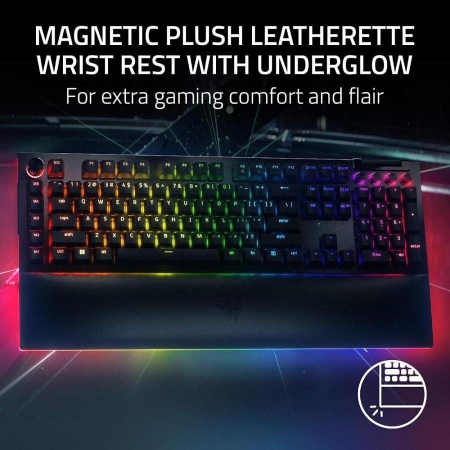 Razer BLACKWIDOW V4 PRO UK LAYOUT - Gaming Mechanical RGB Keyboard - Green Clicky Switches - Macros