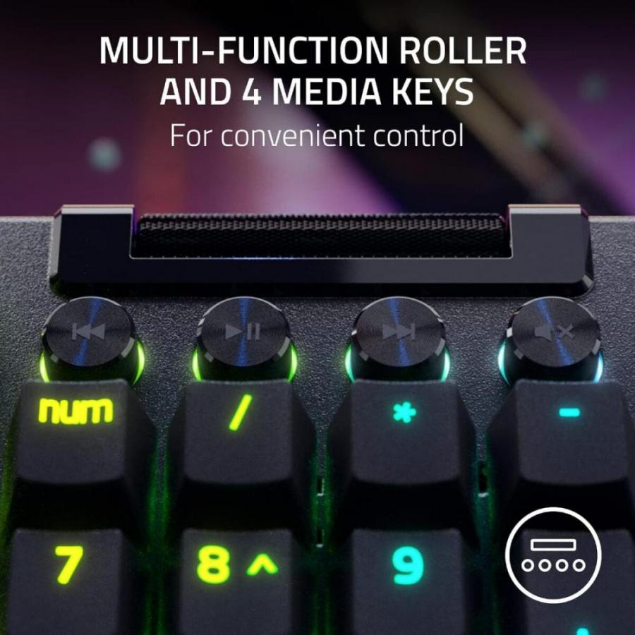 Razer BLACKWIDOW V4 PRO UK LAYOUT - Gaming Mechanical RGB Keyboard - Green Clicky Switches - Macros