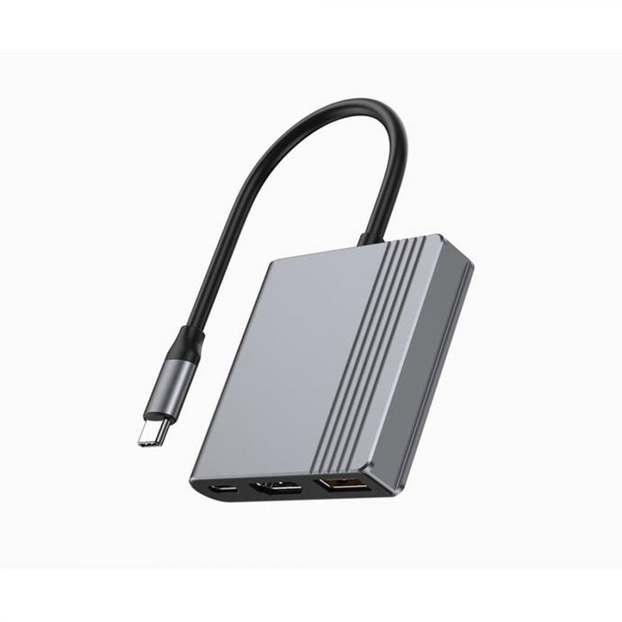CABLEXPERT TYPE-C 3IN1 MULTI-PORT ADAPTER (USB PORT+HDMI+TYPE-C VIDEO) SPACE GREY