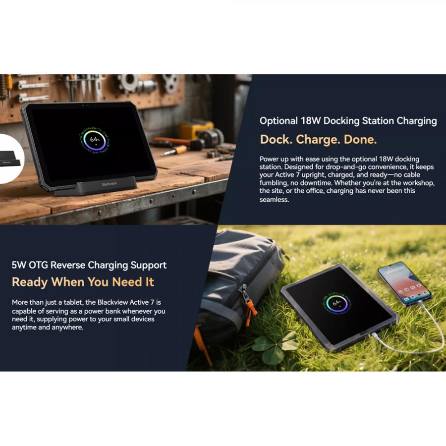 BLACKVIEW OCTA-CORE 4G ACTIVE 7 11' (6GB+128GB) RUGGED TABLET NFC ANDROID 15 BLACK