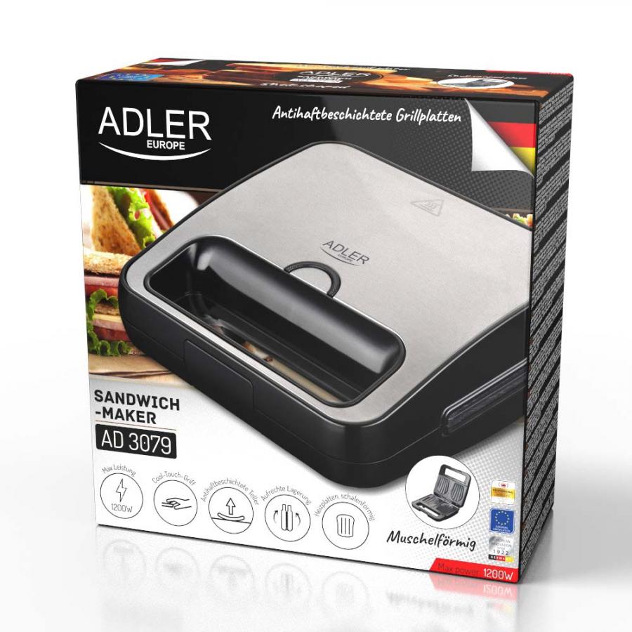 ADLER SANDWICH MAKER 1200W BLACK