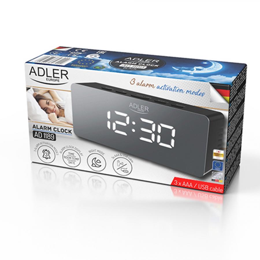ADLER LED ALARM CLOCK BLACK
