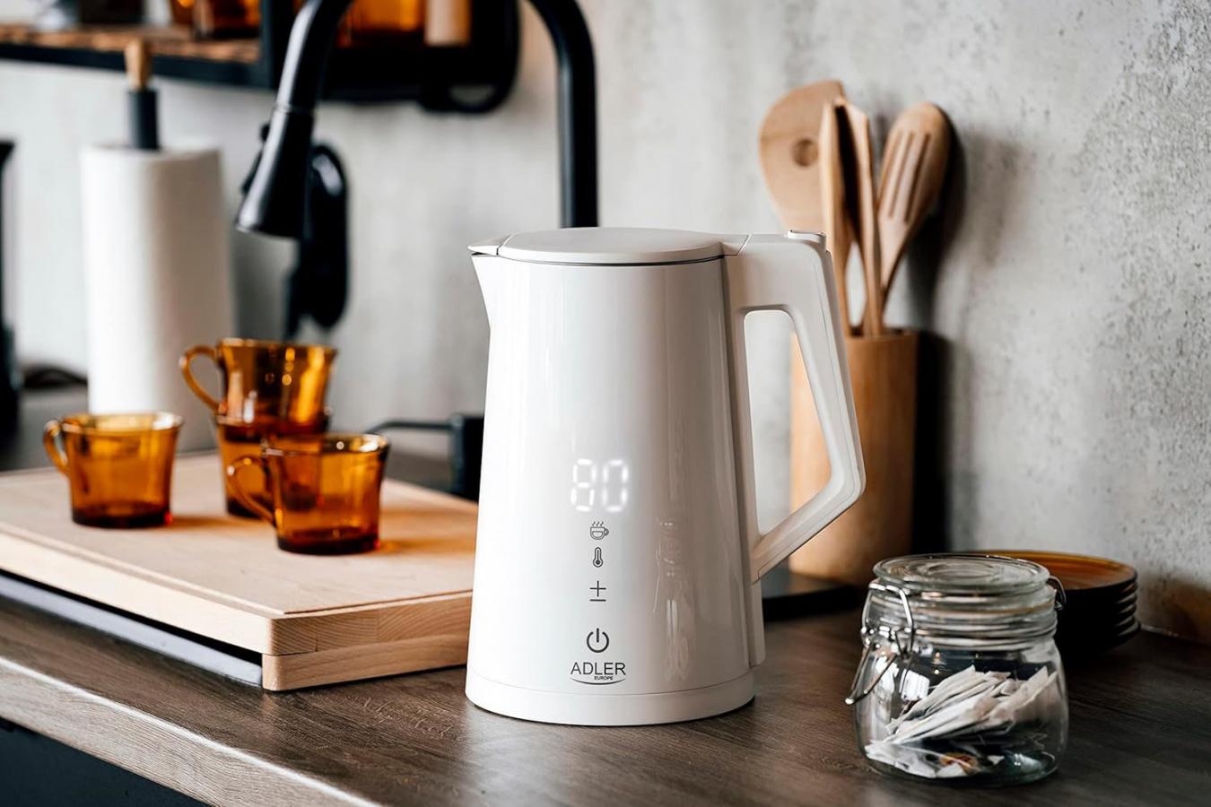 ADLER LED ELECTRIC KETTLE WITH TEMPERATURE CONTROL 1.7L STRIX WHITE