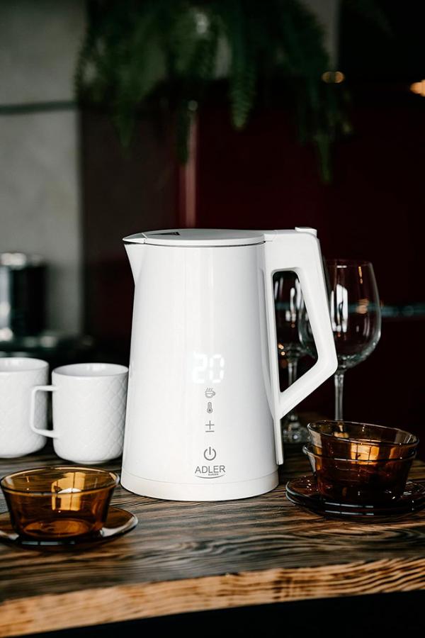 ADLER LED ELECTRIC KETTLE WITH TEMPERATURE CONTROL 1.7L STRIX WHITE