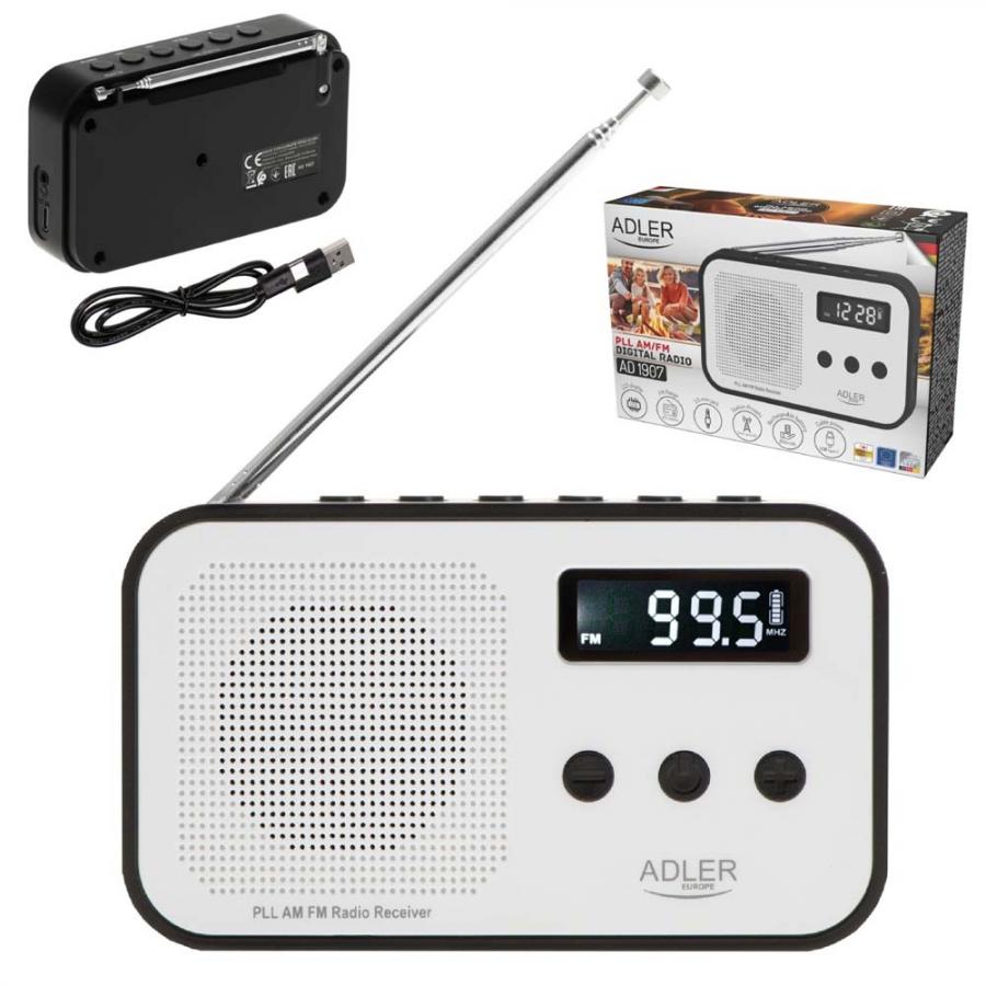 ADLER DIGITAL RADIO PLL AM/FM BLACK/WHITE