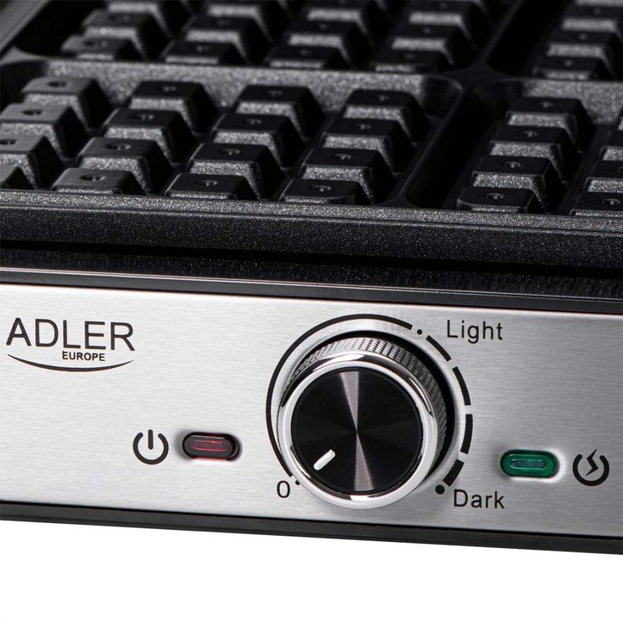 ADLER WAFFLE MAKER 1800W BLACK/SILVER