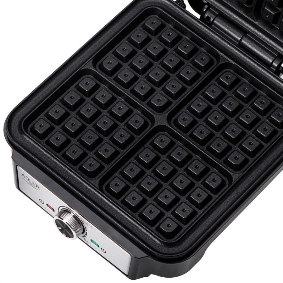 ADLER WAFFLE MAKER 1800W BLACK/SILVER