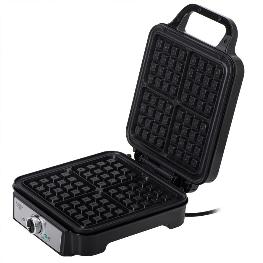 ADLER WAFFLE MAKER 1800W BLACK/SILVER