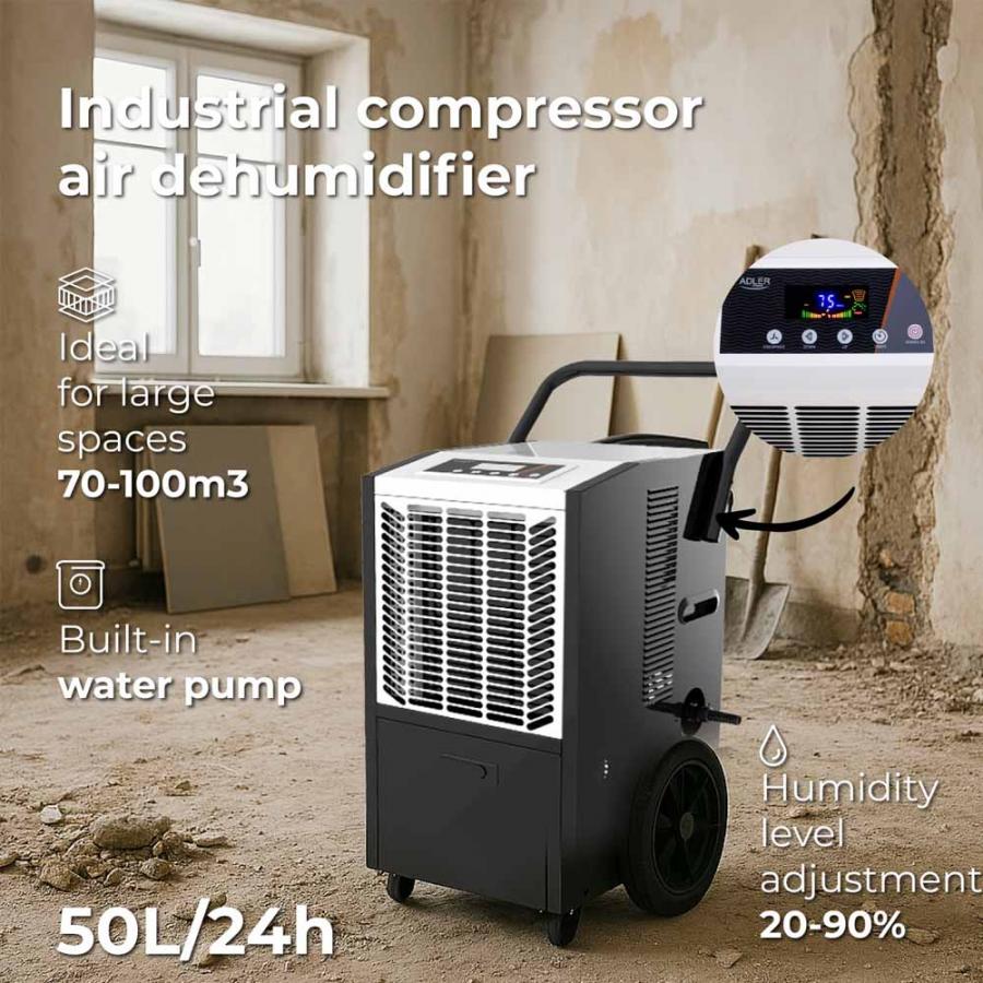 ADLER INDUSTRIAL COMPRESSOR AIR DEHUMIDIFIER 50L BLACK-WHITE