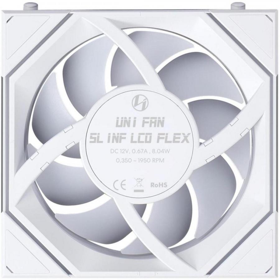 LIAN LI UNI FAN SL INF LCD FLEX - White - Wireless 120 (1pc) Case Fan - No Controller Included