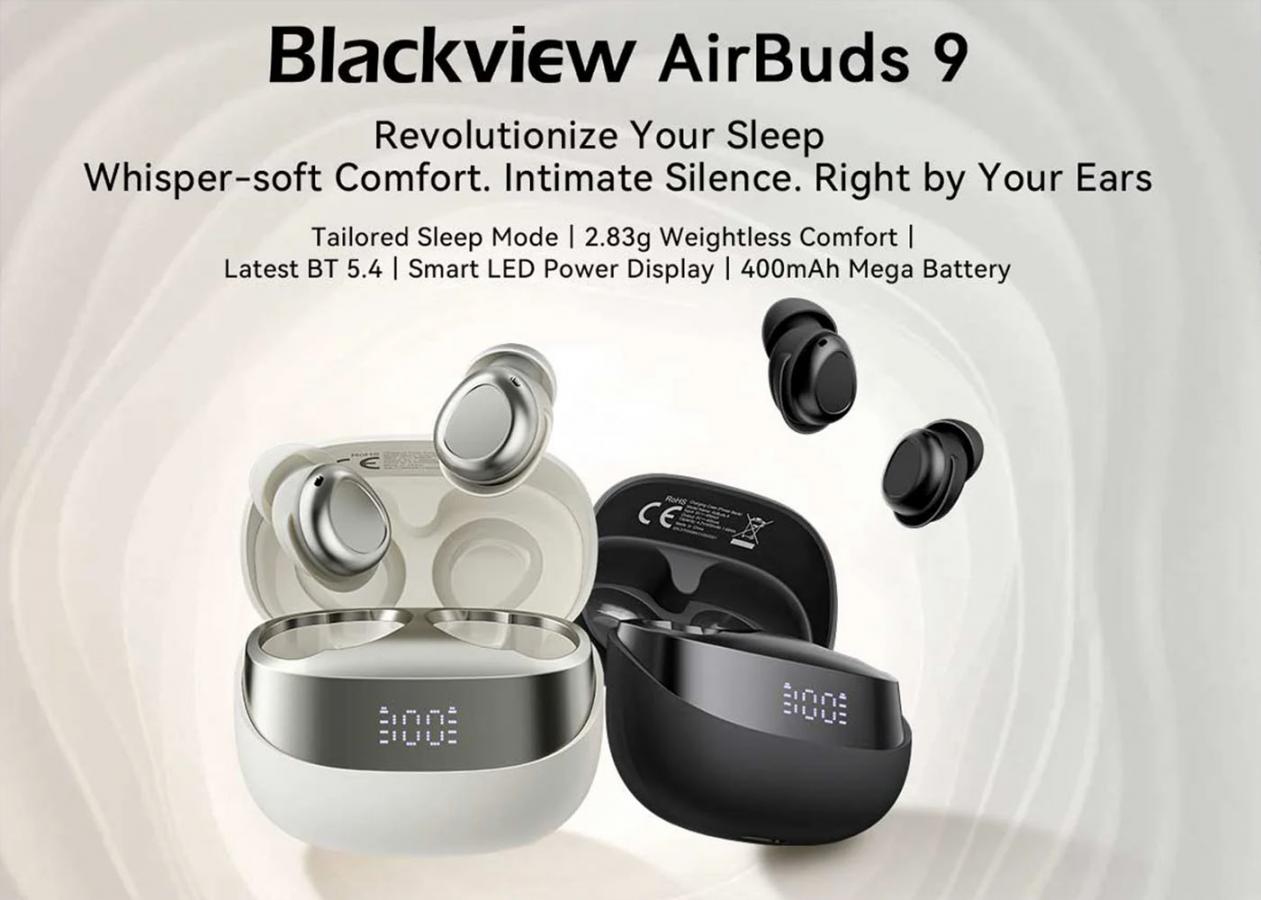 BLACKVIEW ENC BT5.4 AIRBUDS 9 LED SCREEN WITH CHARGING DOCK BLACK