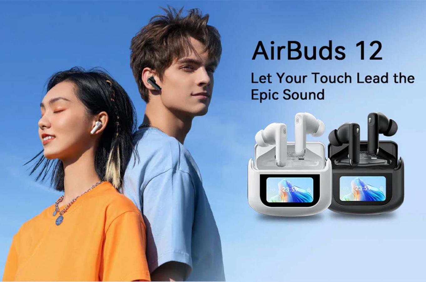 BLACKVIEW ENC BT5.4 AIRBUDS 12 WITH LED SCREEN & CHARGING DOCK BLACK