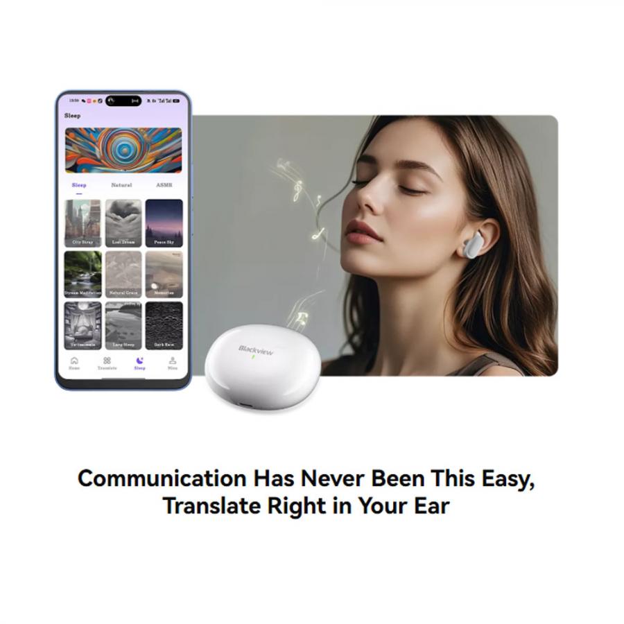 BLACKVIEW BT5.4 ENC EARBUDS WITH AI TRANSLATE FUNCTION WHITE