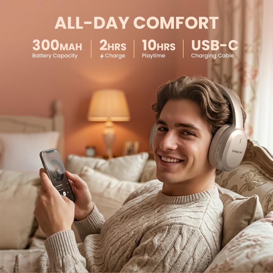 SONICGEAR 2-IN-1 BT6.0 FOLDABLE HEADPHONES AIRPHONE 8 COSMIC LATTE