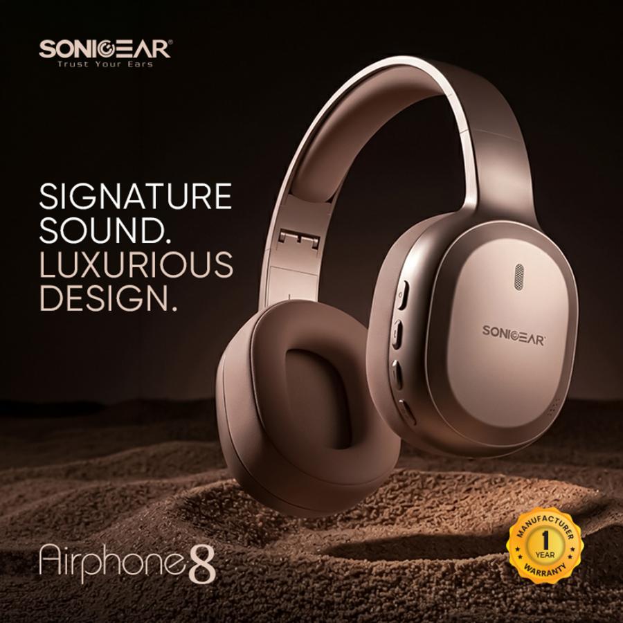 SONICGEAR 2-IN-1 BT6.0 FOLDABLE HEADPHONES AIRPHONE 8 COSMIC LATTE