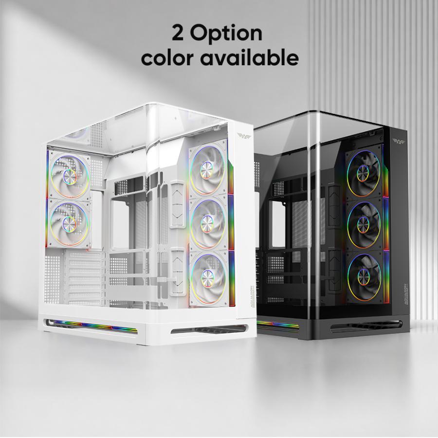 ARMAGGEDDON FULL ATX PC CASE AQUARON X-CURVE ULTRA 8 ARGB WHITE