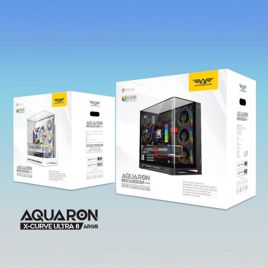 ARMAGGEDDON FULL ATX PC CASE AQUARON X-CURVE ULTRA 8 ARGB WHITE