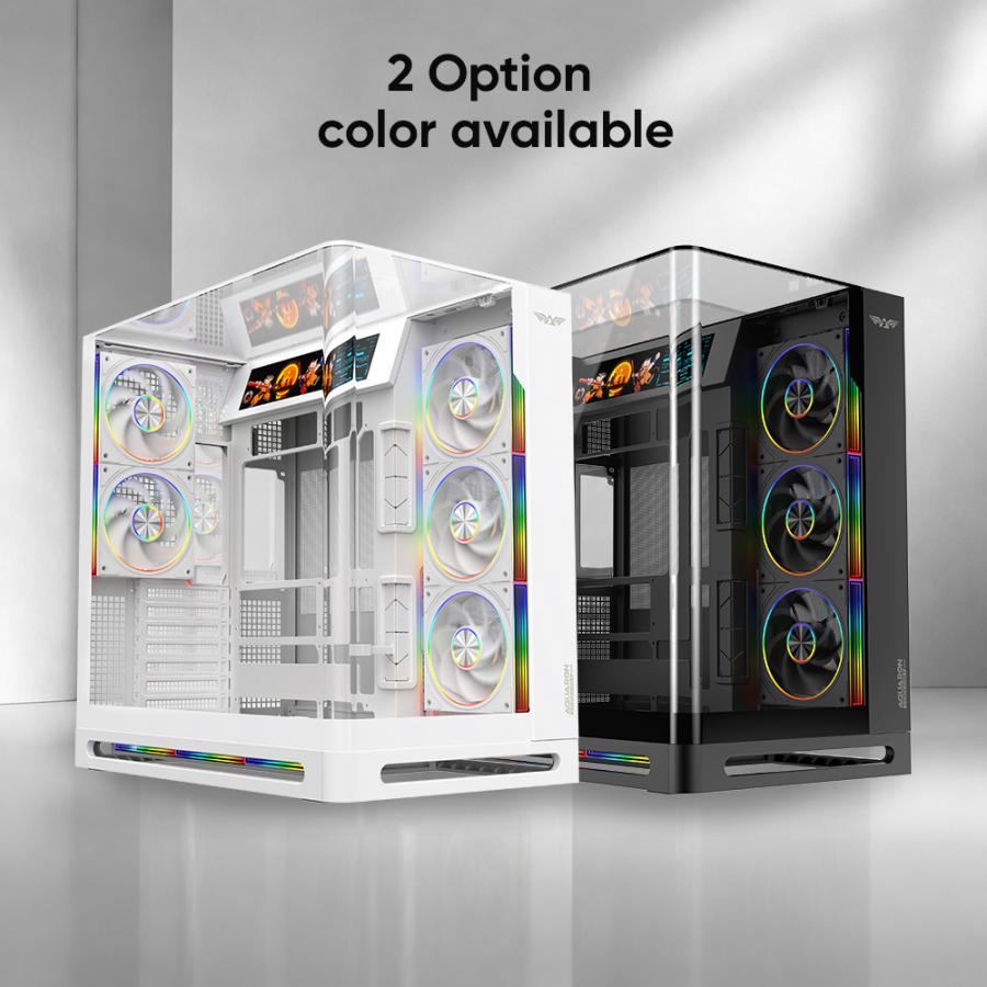 ARMAGGEDDON FULL ATX PC CASE AQUARON X-CURVE VISION 8 ARGB WHITE