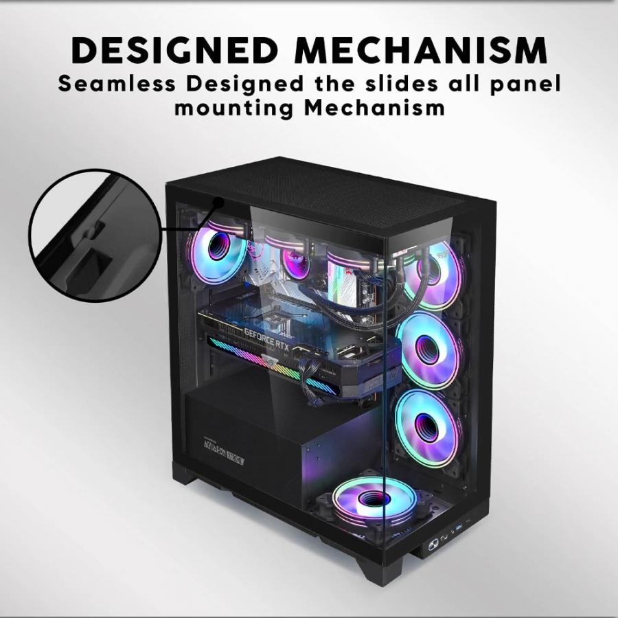 ARMAGGEDDON E-ATX RGB TRANSPARENT FISH TANK GAMING CASE AQUARON XTREME BLACK