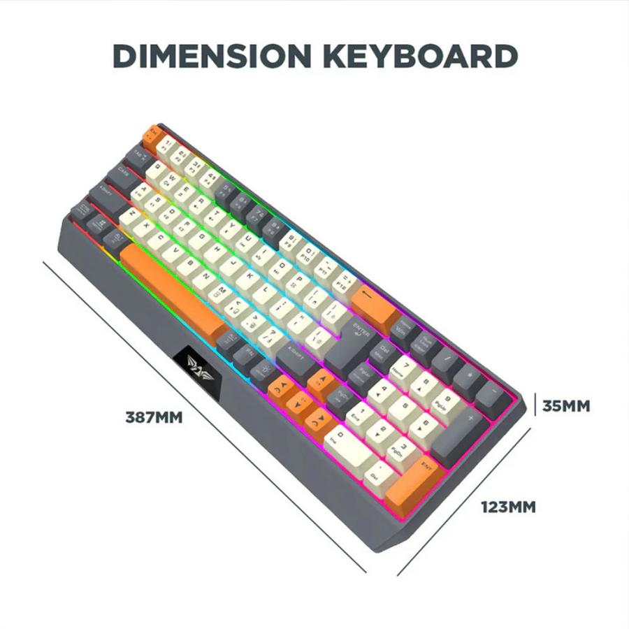 ARMAGGEDDON DUAL MODE GAMING COMBO KEYBOARD AND MOUSE MM-852R DUO STEALTH GREY ORANGE