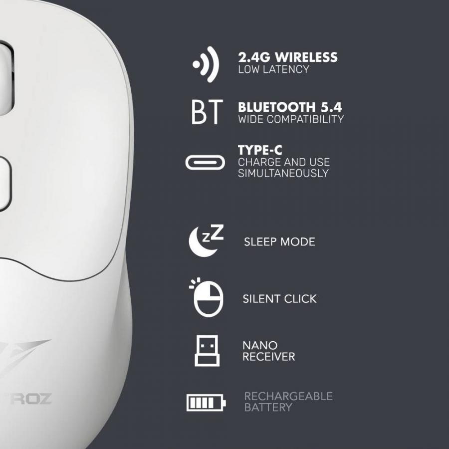 ALCATROZ SILENT BT5.4 WIRELESS MOUSE AIRMOUSE DUO 6R CLOUD
