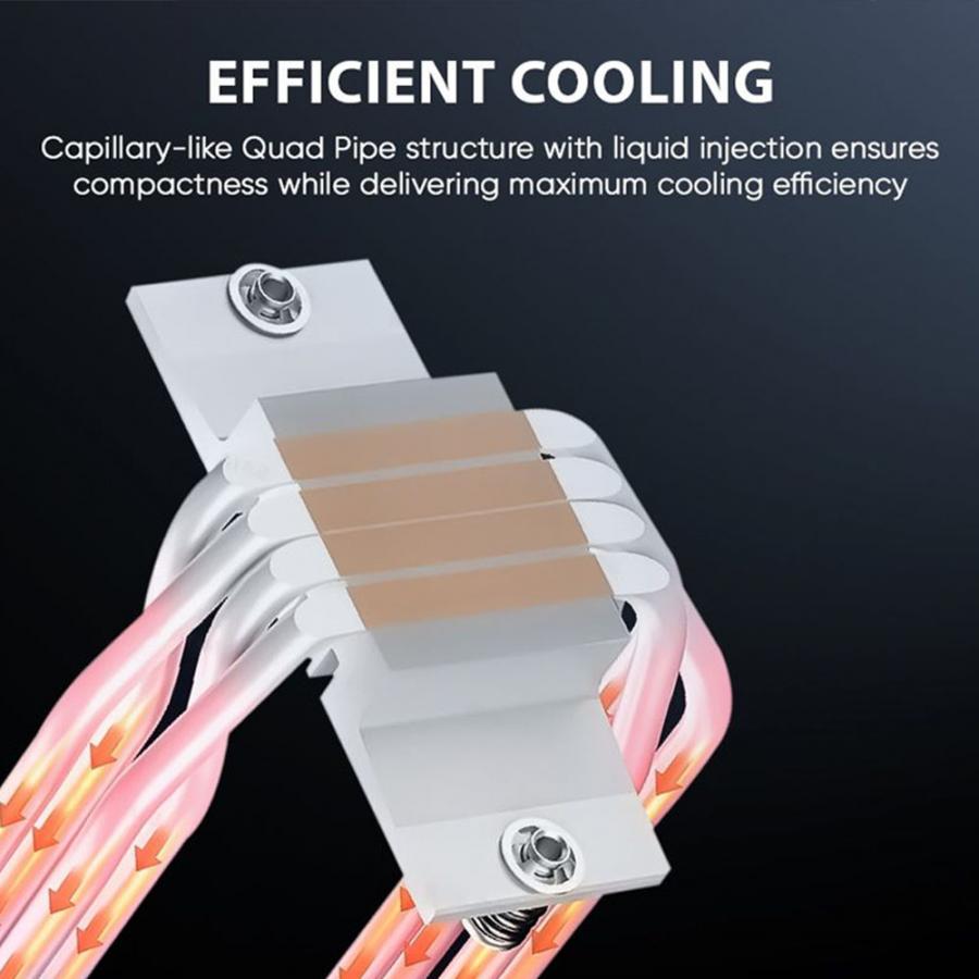 ARMAGGEDDON ARGB SILENT 12CM CPU COOLING FAN 4 HEAT PIPES BLACK
