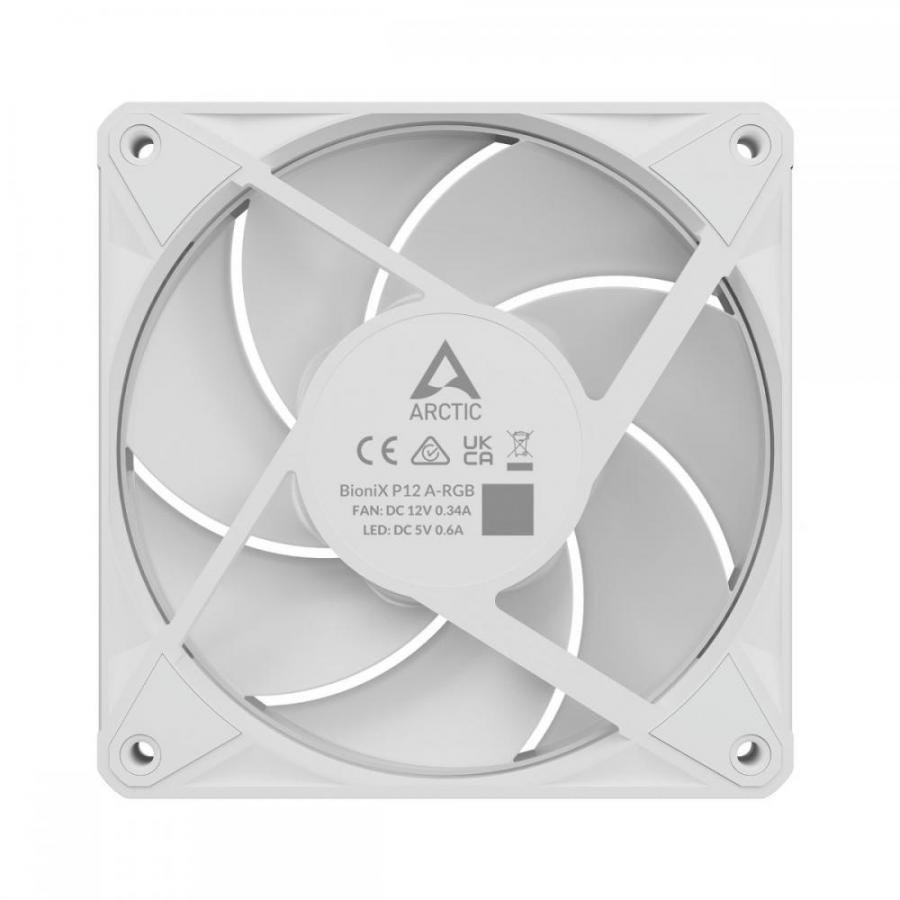 Arctic BioniX P12 A-RGB (White) Pack of 3 - 120mm Case Fan with A-RGB - Fluid Dynamic Bearing - PWM
