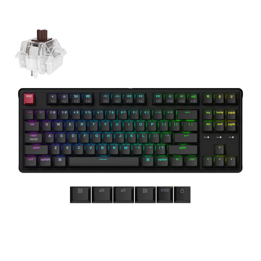 Keychron C3 Pro (C3PX-H3) QMK/VIA Mechanical Brown Switch - 8K Polling Rate Hot Swap. 80% US RGB