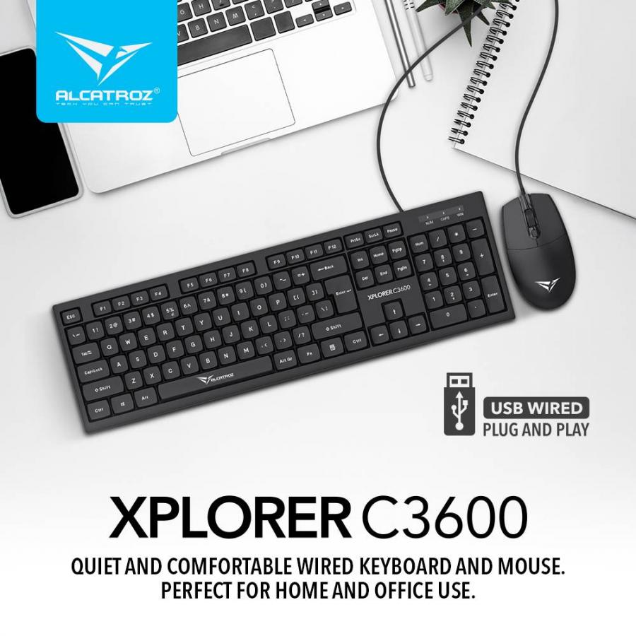 ALCATROZ USB WIRED KEYBOARD AND MOUSE XPLORER C3600 BLACK