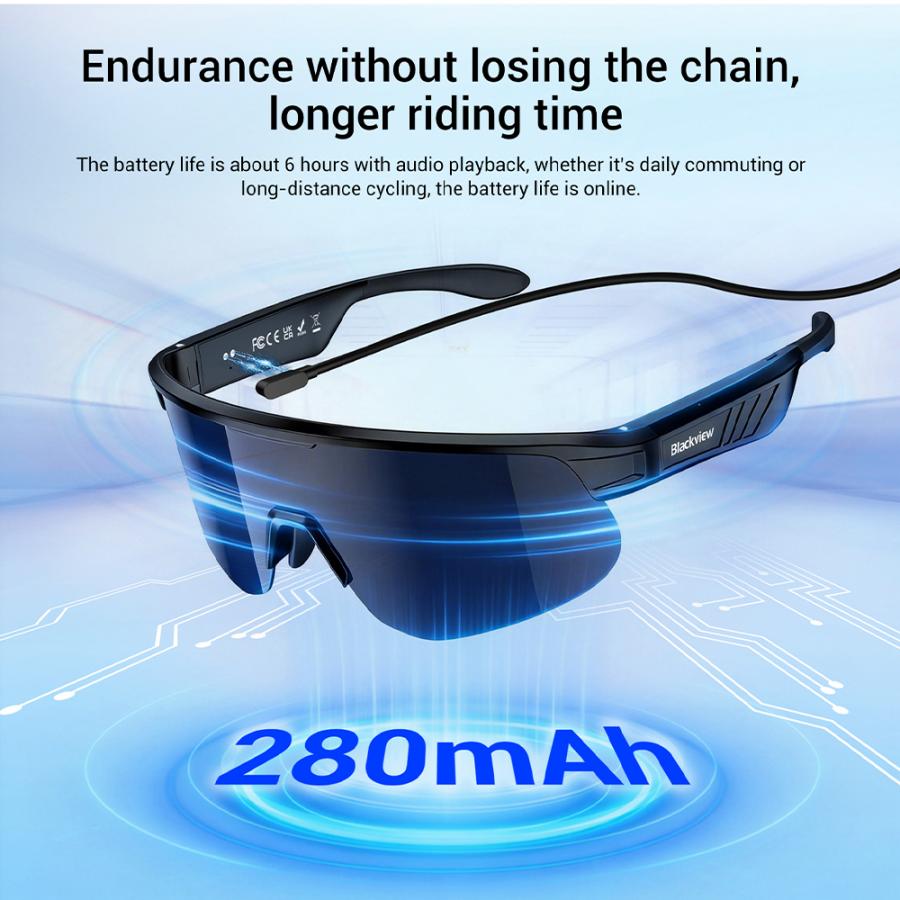 BLACKVIEW BT6.0 CYCLING SMART GLASSES UV400 PROTECTION IP54 ORANGE