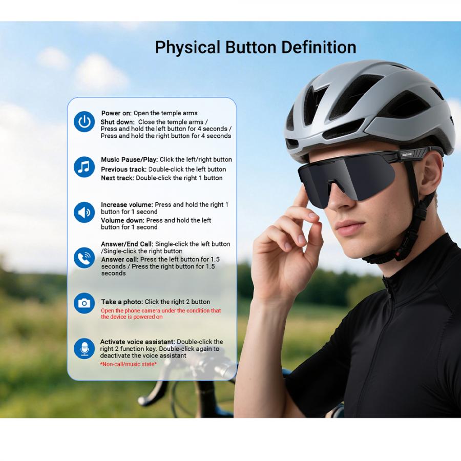 BLACKVIEW BT6.0 CYCLING SMART GLASSES UV400 PROTECTION IP54 ORANGE