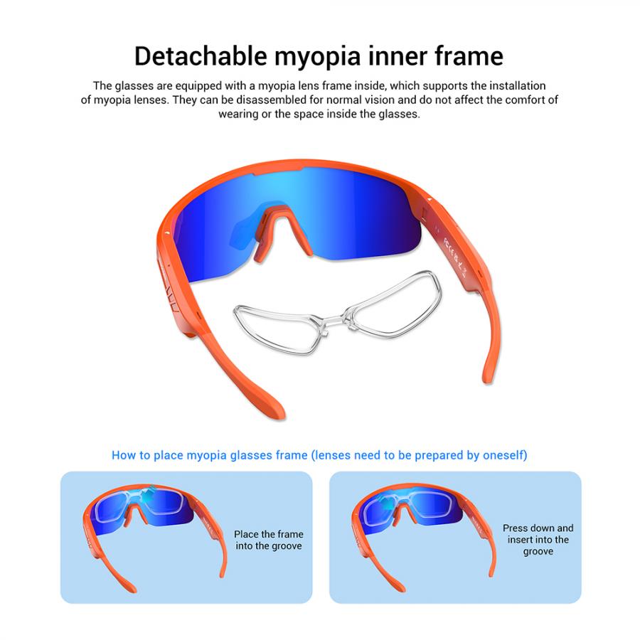 BLACKVIEW BT6.0 CYCLING SMART GLASSES UV400 PROTECTION IP54 ORANGE